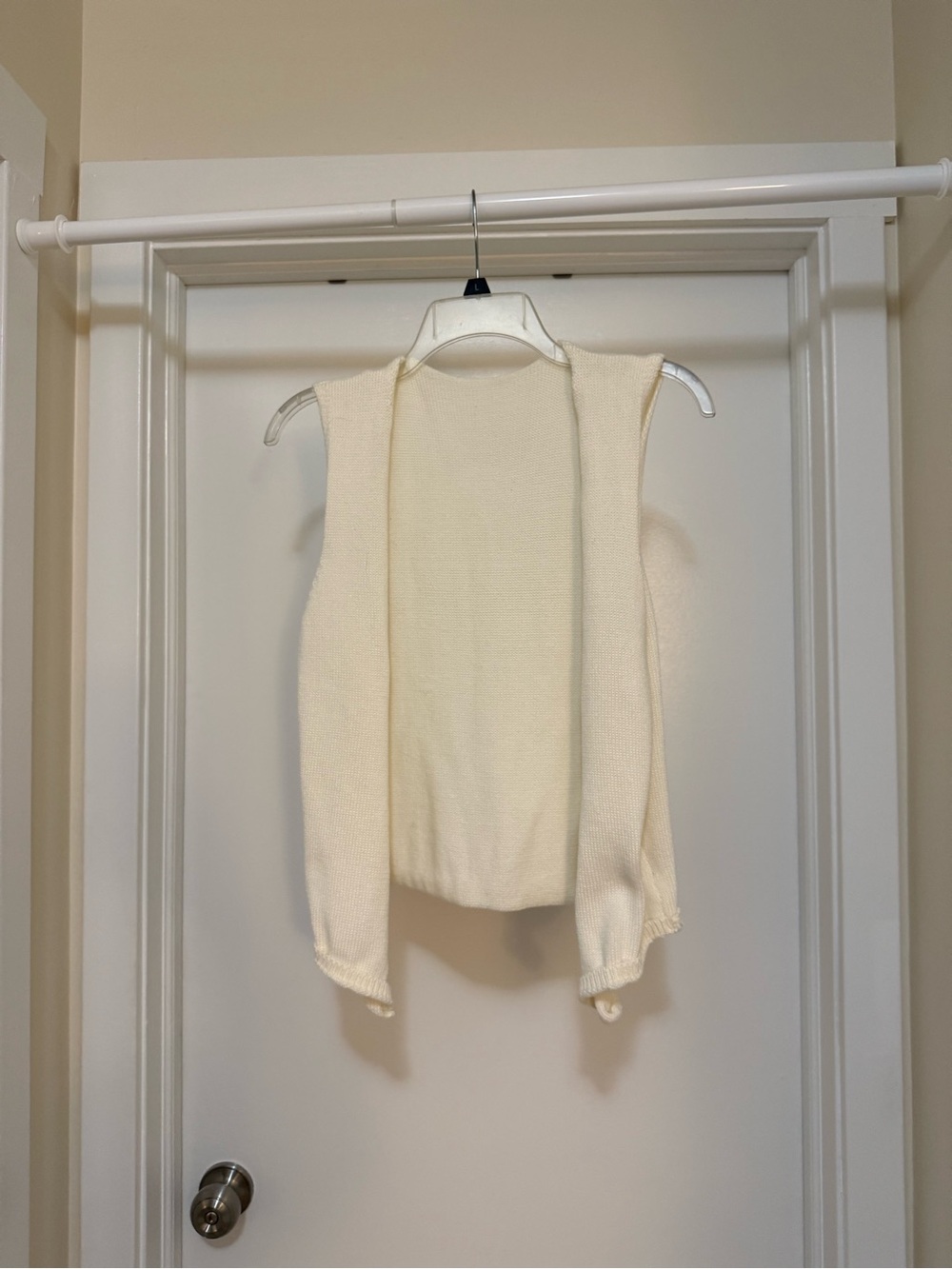 Women's Cream Open-Front Knit Sweater Vest